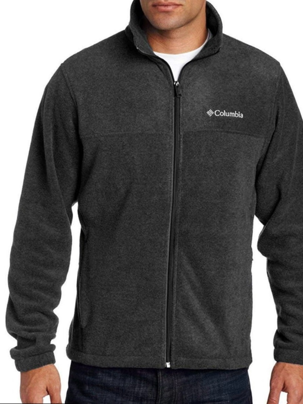 3X Columbia Charcoal Gray Full‑Zip Fleece Jacket with Zip Pockets- Sporty Class